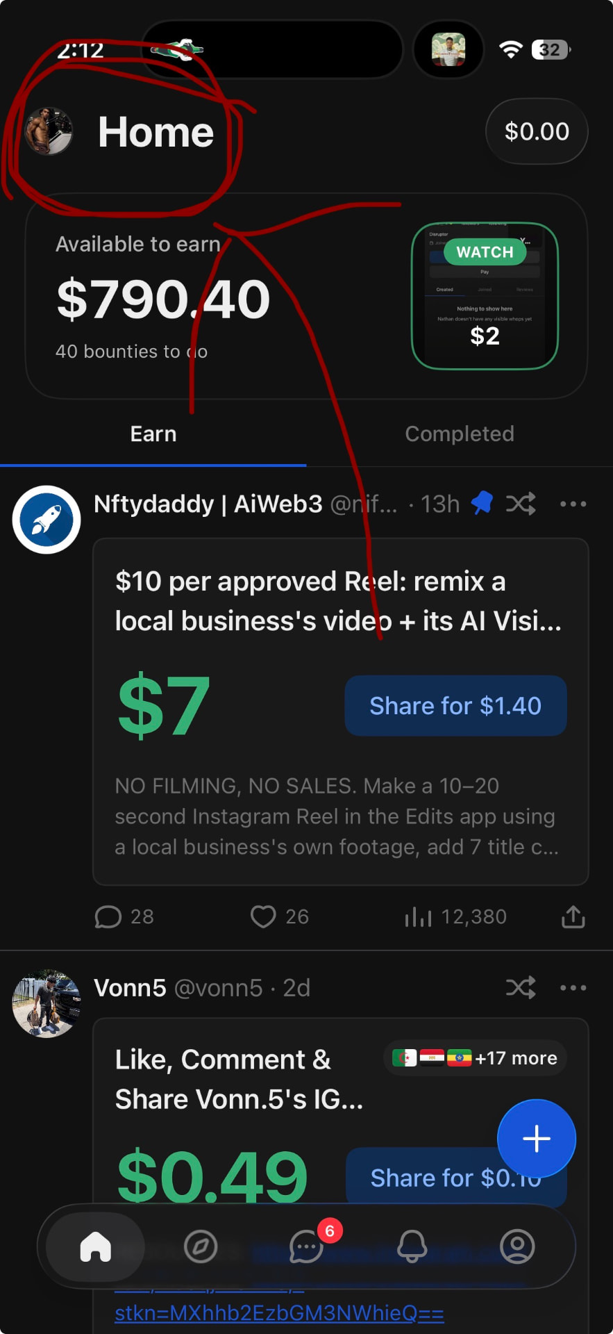 Whop home screen after creating your account