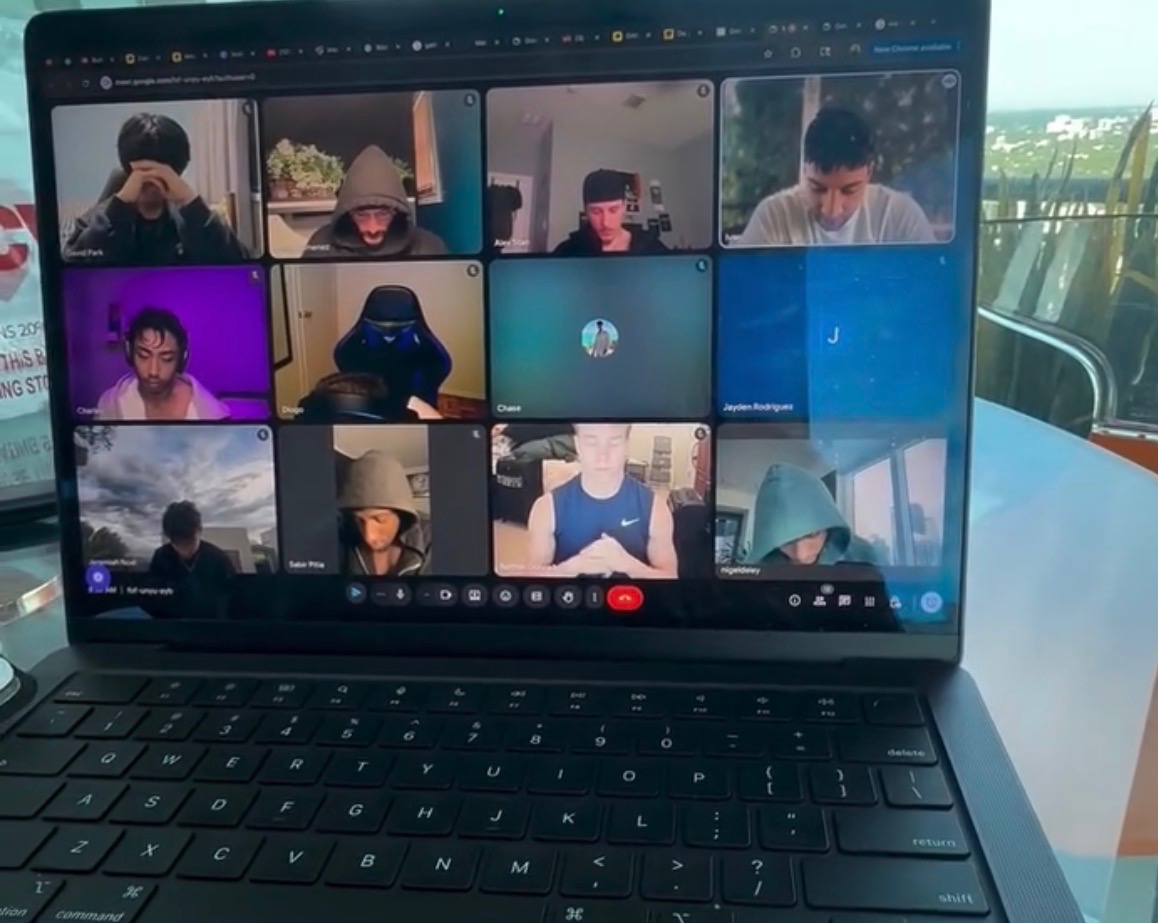 Members on a weekly Bible study video call